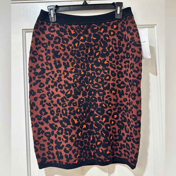 ALC Ellwood brown leopard print wool blend stretch knit skirt - Picture 1 of 10